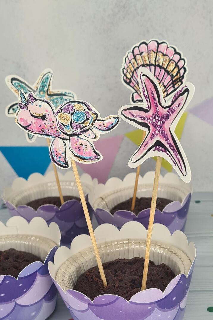Deniz Kızı Konsept Kürdan Süsleri Cupcake Süsleri Lüks Büyük Boy 10lu Paket - 4