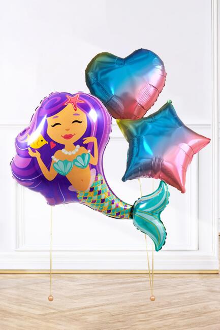 Deniz Kızı Tema Doğum Günü Balon Paketi Kalp Yıldız - 1