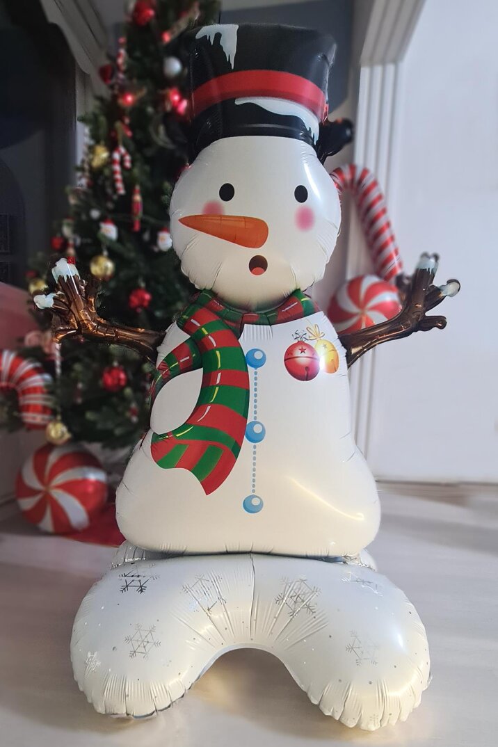 Dev Kardan Adam Ayaklı Folyo Balon 120 cm Ayakta Durabilen Yılbaşı Balonu - 1