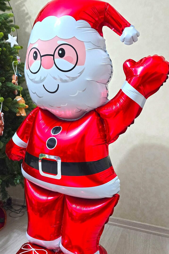 Dev Noel Baba Folyo Balon Ayaklı Yerde Durabilen 155cm Noel Baba Yılbaşı Balonu - 4