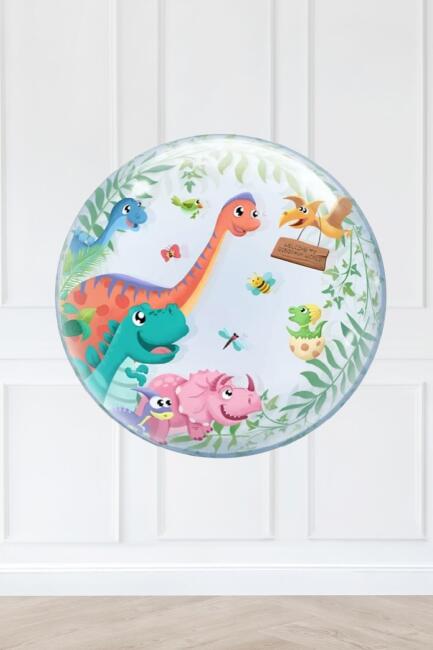 Dinazor Konsept Yuvarlak Folyo Balon Dinozor Doğum Günü Balonu 45cm - 1
