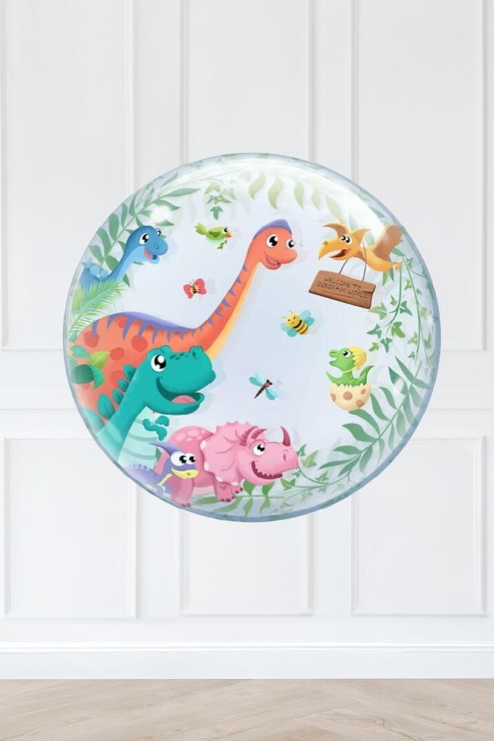 Dinazor Konsept Yuvarlak Folyo Balon Dinozor Doğum Günü Balonu 45cm - 1
