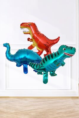 Dinozor Folyo Balonlar 3lü Set Mini Dinazor Konsepti Balonlar - 1