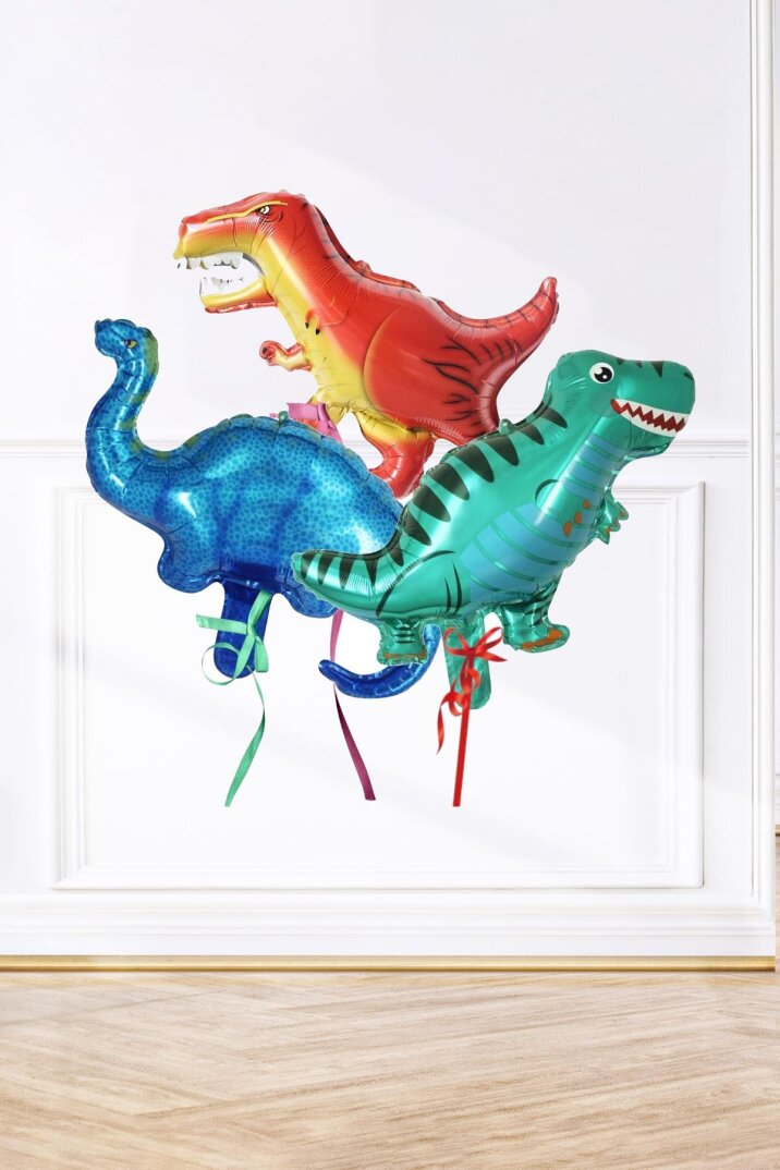 Dinozor Folyo Balonlar 3lü Set Mini Dinazor Konsepti Balonlar - 2