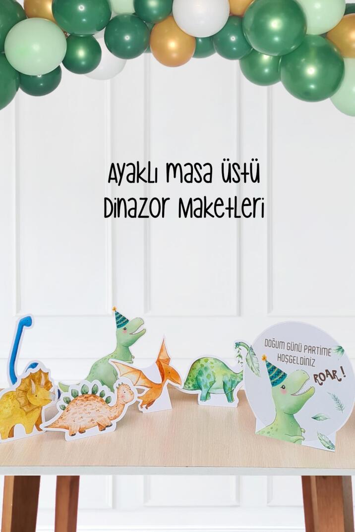 Dinozor Konsept Doğum Günü Ayaklı Pano Seti Masa Üstü - 1