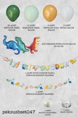 Dinozor Konsept Doğum Günü Balon Zinciri Dinozor Folyo Balonlar - 2