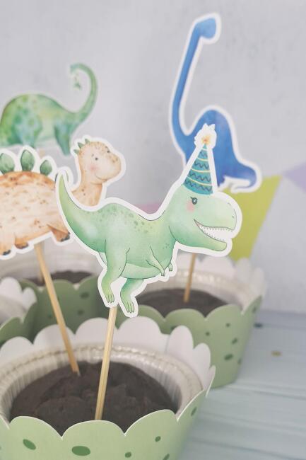 Dinozor Konsept Kürdan Süsleri Cupcake Süsleri Lüks Büyük Boy 10lu Paket - 3