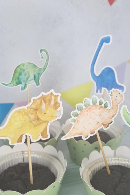 Dinozor Konsept Kürdan Süsleri Cupcake Süsleri Lüks Büyük Boy 10lu Paket - 4