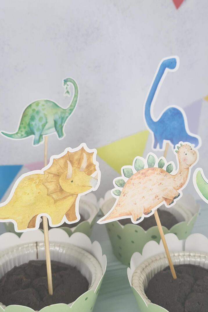 Dinozor Konsept Kürdan Süsleri Cupcake Süsleri Lüks Büyük Boy 10lu Paket - 4