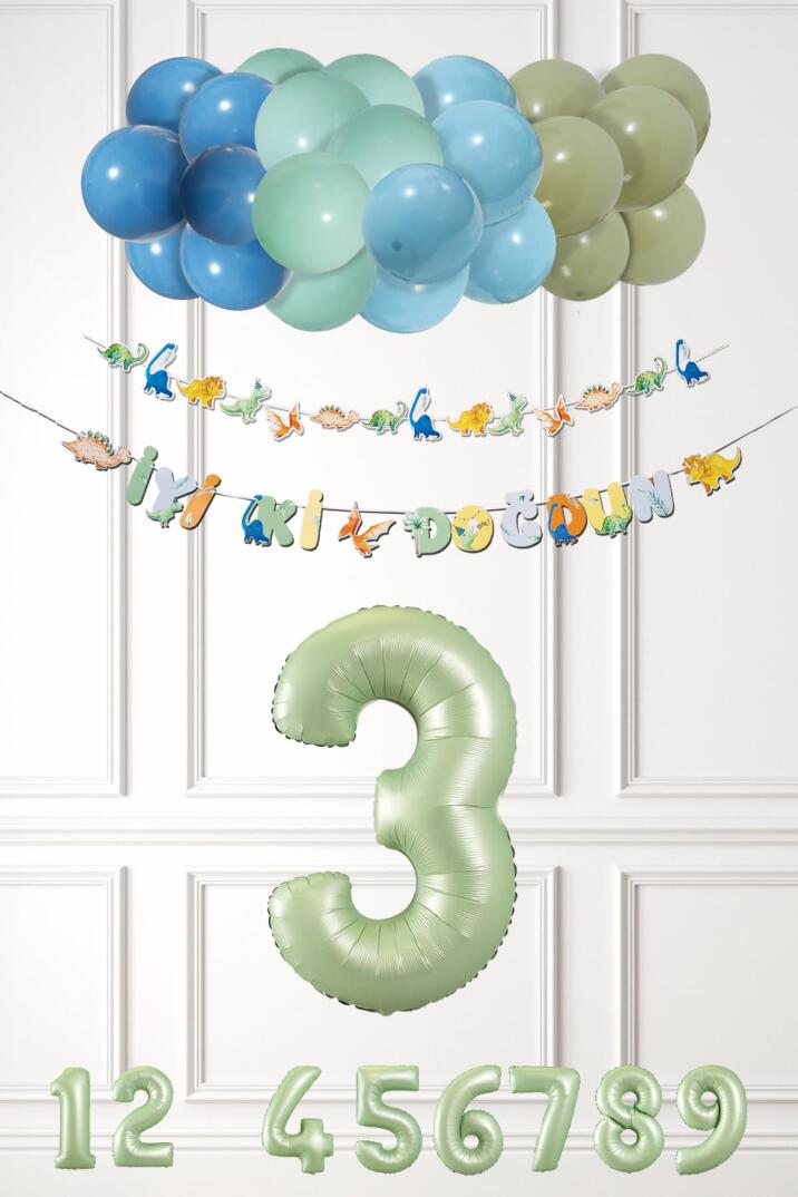 Dinozor Konsept Yaş Günü Balon Zinciri Retro Dinozor Tema Doğum Günü Balonları - 5