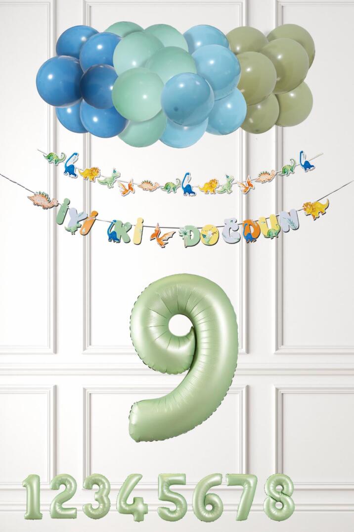 Dinozor Konsept Yaş Günü Balon Zinciri Retro Dinozor Tema Doğum Günü Balonları - 17