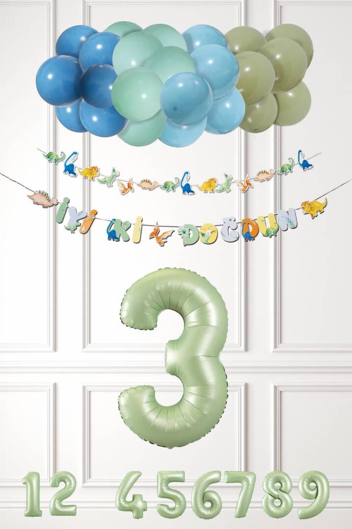 Dinozor Konsept Yaş Günü Balon Zinciri Retro Dinozor Tema Doğum Günü Balonları - 5