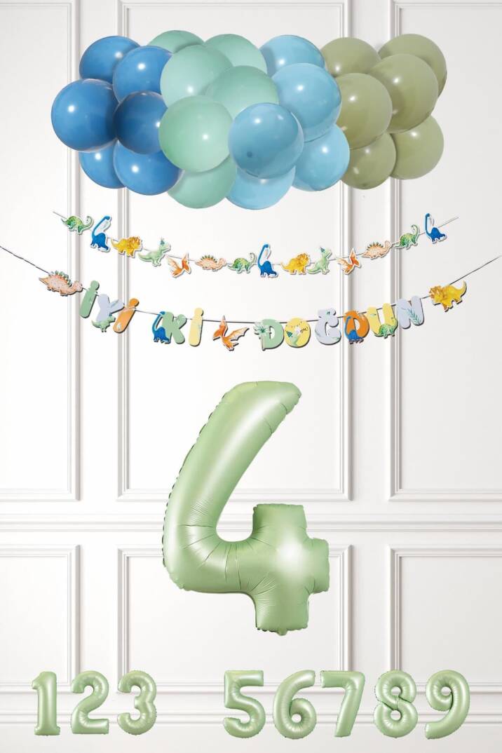 Dinozor Konsept Yaş Günü Balon Zinciri Retro Dinozor Tema Doğum Günü Balonları - 7