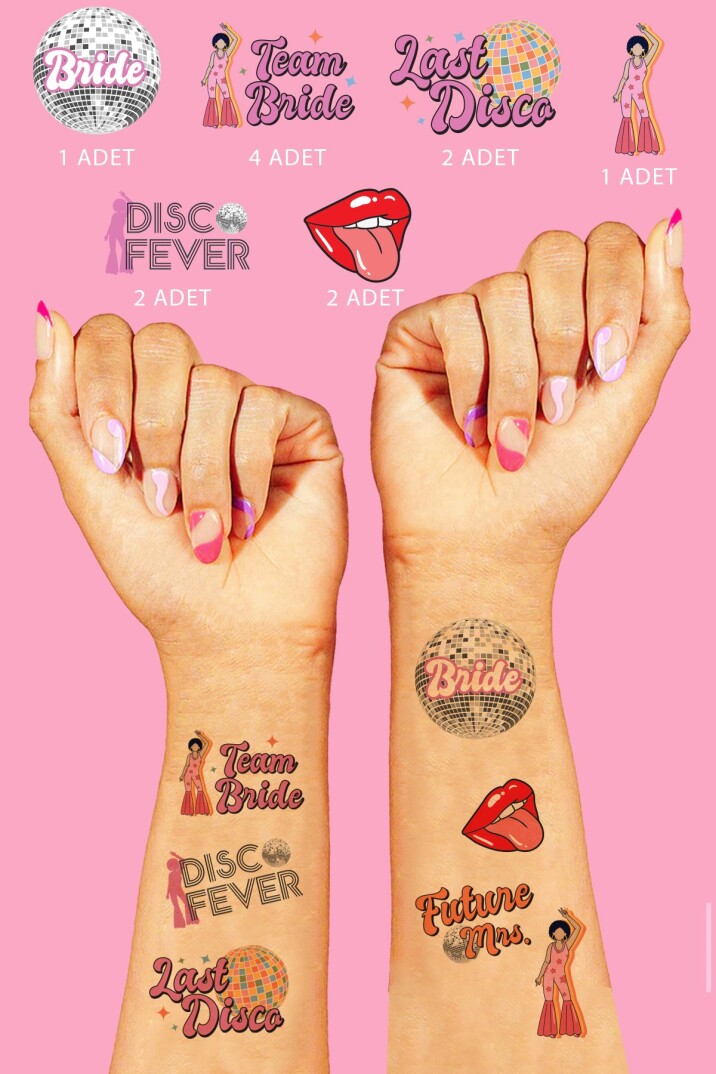Disko Bride to be Bekarlığa Veda Bride Dövme, Team Bride Dövme Paketi - 1