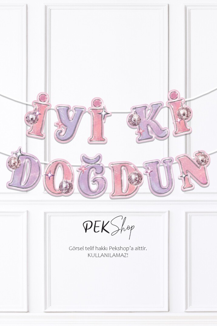 Disko Tema İyi Ki Doğdun Banner Kız Doğum Günü Duvar Süsü - 1