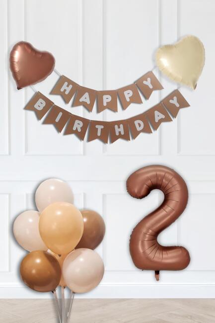 Doğum Günü Parti Süsleme Seti Çikolata Kahve Yaş Balonlu Balon Zinciri Seti SET72 - 3