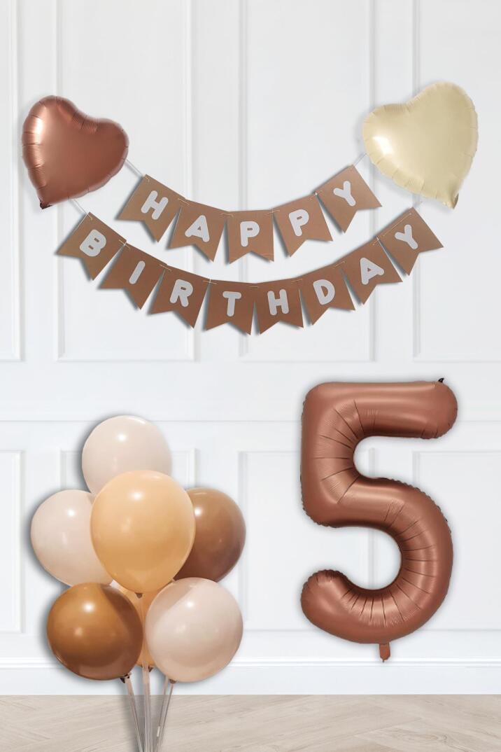 Doğum Günü Parti Süsleme Seti Çikolata Kahve Yaş Balonlu Balon Zinciri Seti SET72 - 9