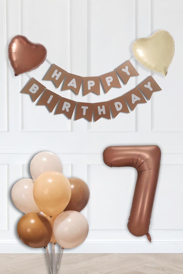 Doğum Günü Parti Süsleme Seti Çikolata Kahve Yaş Balonlu Balon Zinciri Seti SET72 - 13