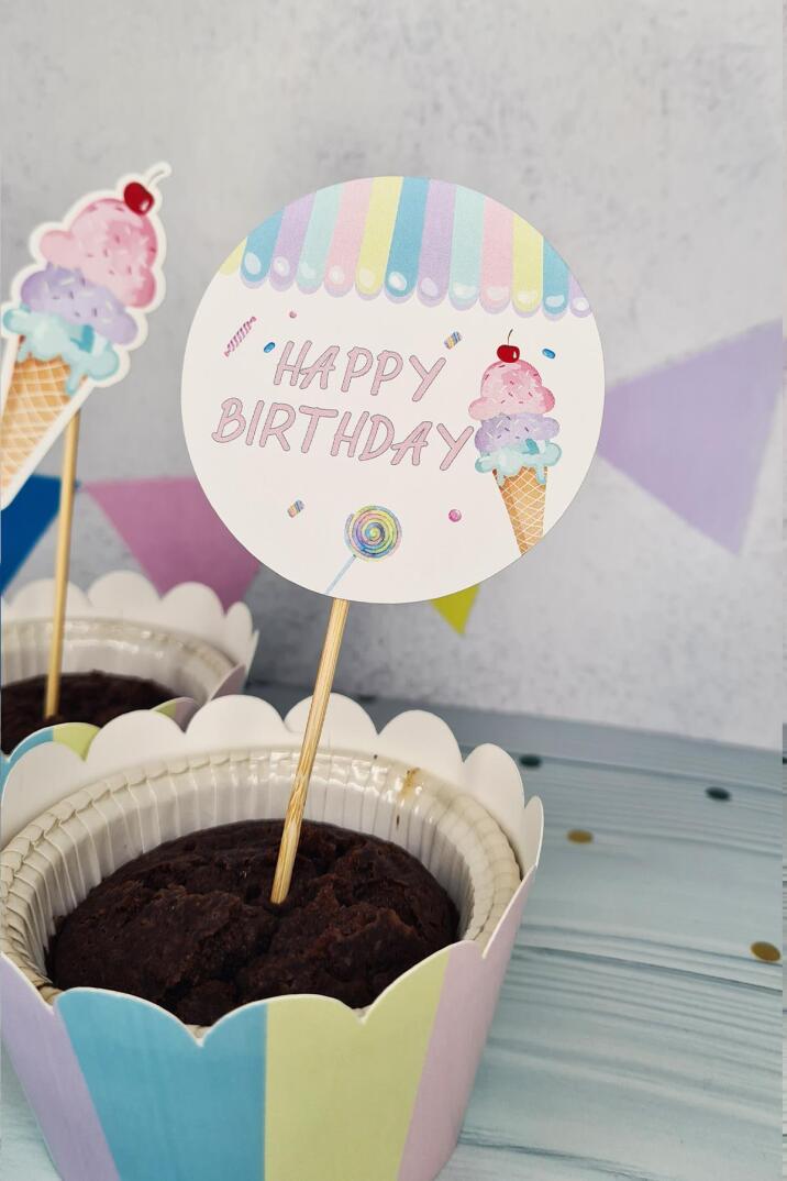 Dondurma Konsept Kürdan Süsleri Cupcake Süsleri Lüks Büyük Boy 10lu Paket - 3