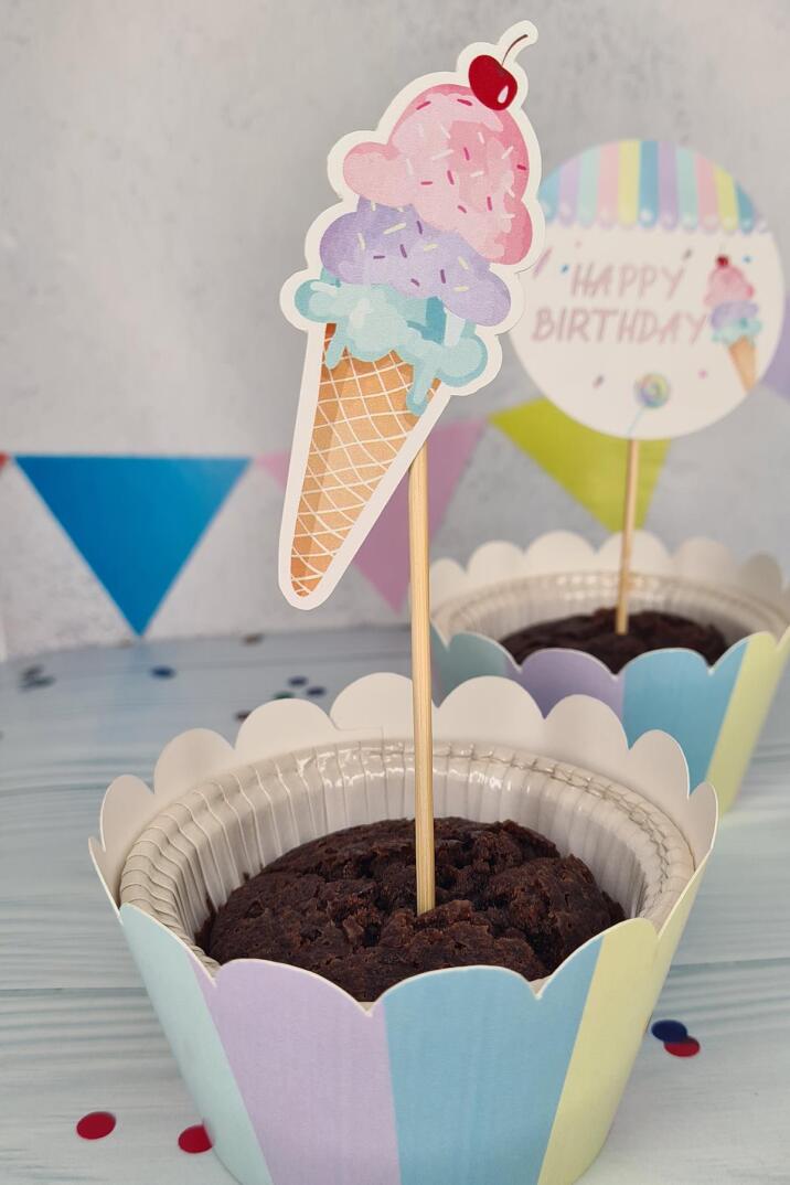 Dondurma Konsept Kürdan Süsleri Cupcake Süsleri Lüks Büyük Boy 10lu Paket - 4