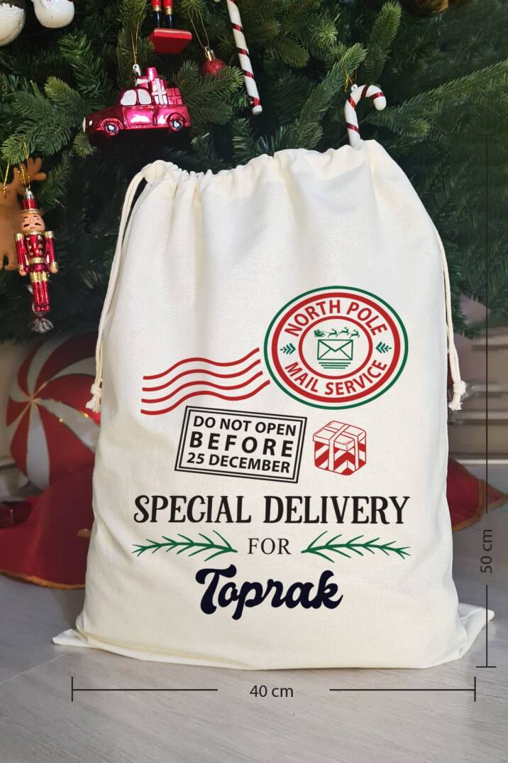 Dont Open Special Delivery İsme Özel Yılbaşı Hediye Kesesi - 1