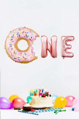 Donut Balon One Balonu 1 Yaş Doğum Günü Balonu - 1