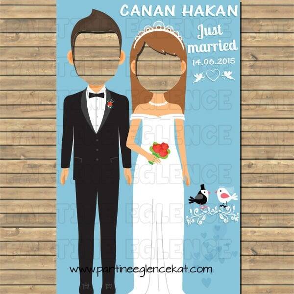 Düğün Fotoğraf Çekilme Köşesi Cutout Pano 100x200cm - 1