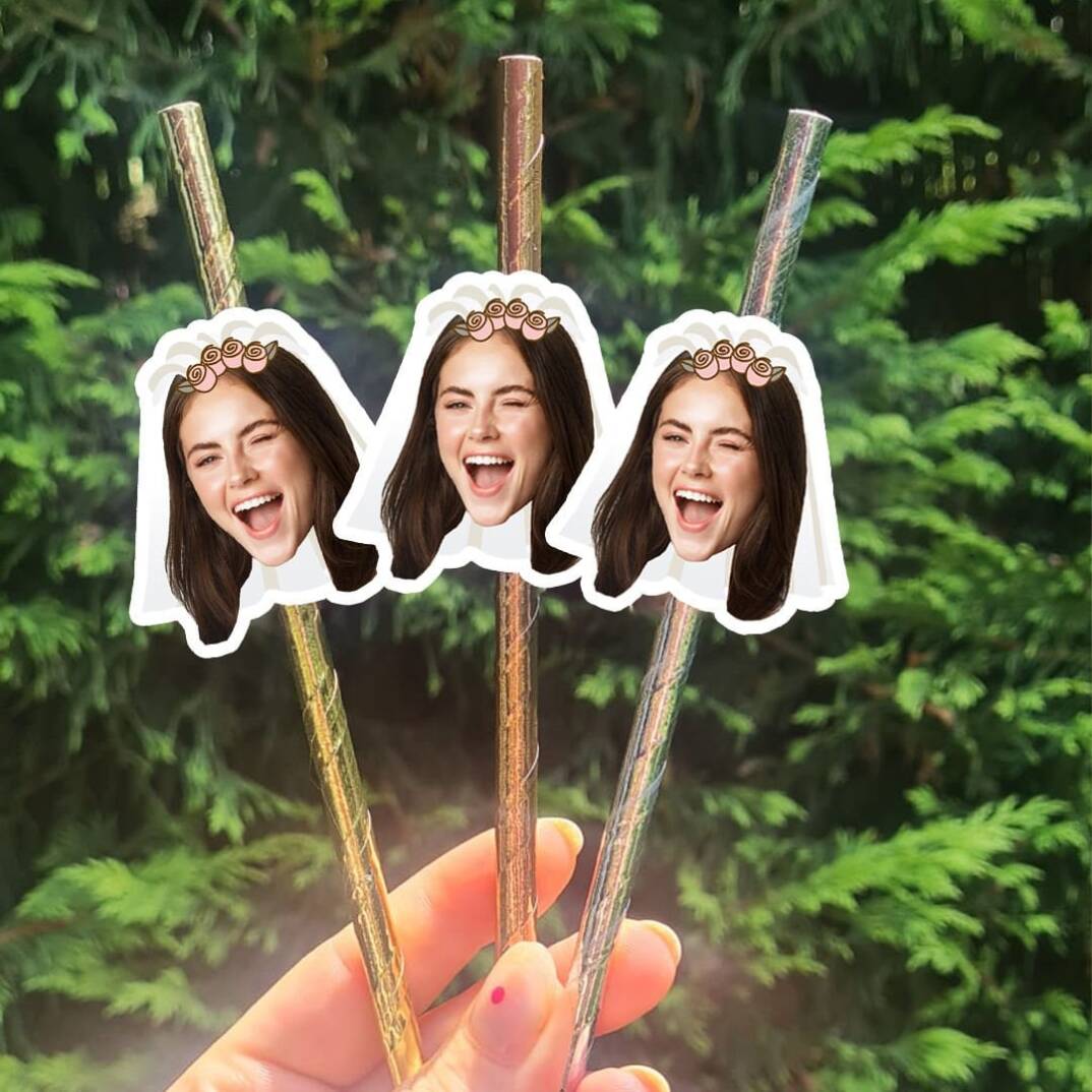 Duvaklı Bride to be Fotoğraf Baskılı Pipet Takımı 5 li - 1