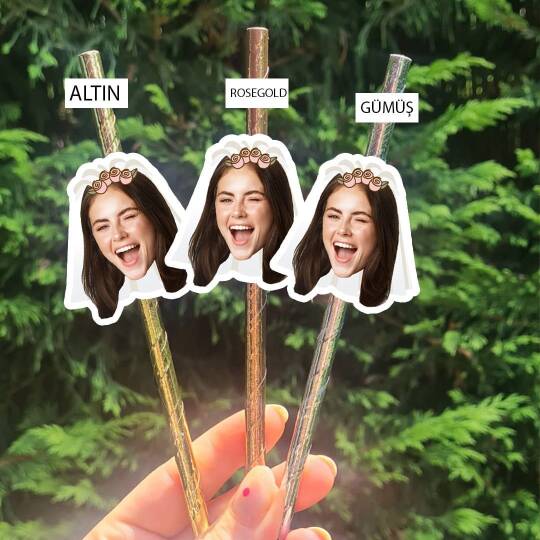 Duvaklı Bride to be Fotoğraf Baskılı Pipet Takımı 5 li - 2