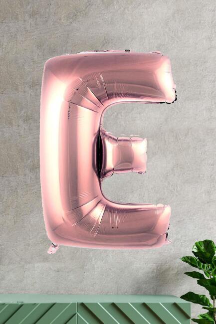 E Harfi Rose Gold Folyo Balon 100 cm 40 inç 1 Metre Baş Harf Balon - 1