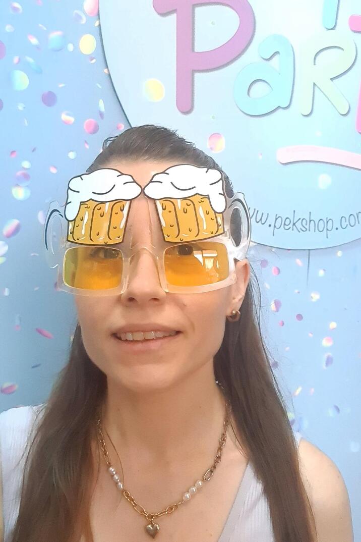Eğlenceli Parti Gözlüğü Köpüklü Bira Bardağı Şekilli Photobooth Gözlük - 2