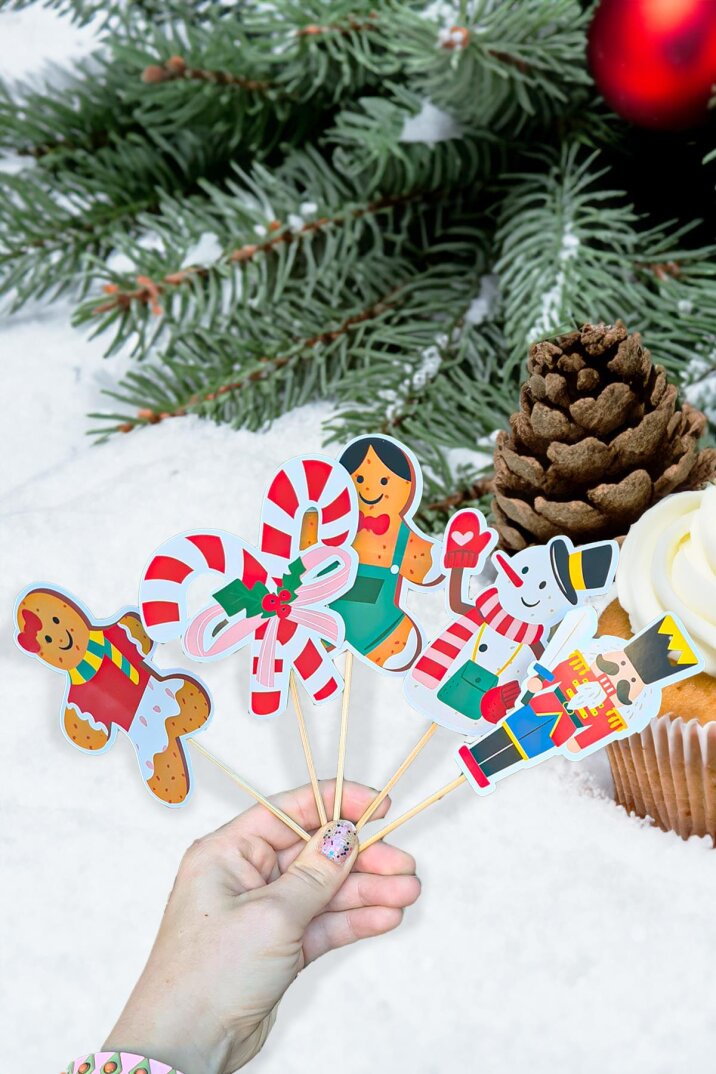 Eğlenceli Yılbaşı Yeni Yıl Kürdan Süsleri Cupcake Süsleri Lüks Büyük Boy 10lu Paket - 2