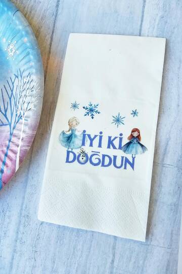 Elsa Frozen Karlar Kraliçesi Konsept Baskılı Doğum Günü Peçetesi 20li