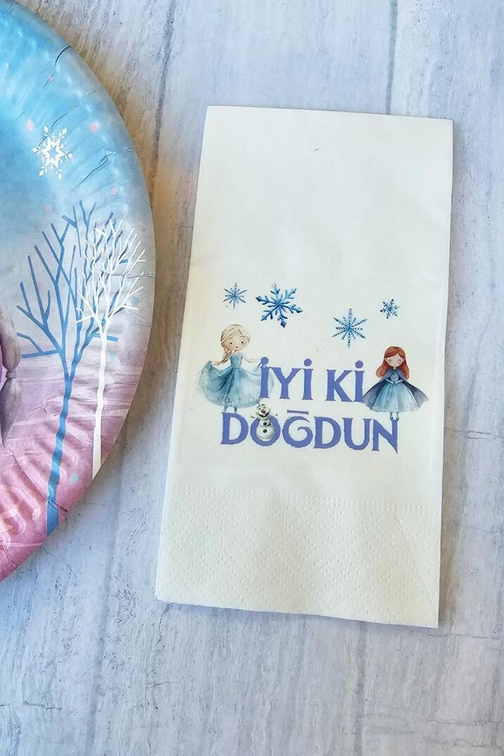 Elsa Frozen Karlar Kraliçesi Konsept Baskılı Doğum Günü Peçetesi 20li - 2