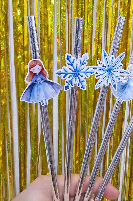 Elsa Tema Pipet Süsleri 10lu Elsa Frozen Konsept Lüks Pipet Paketi - 3