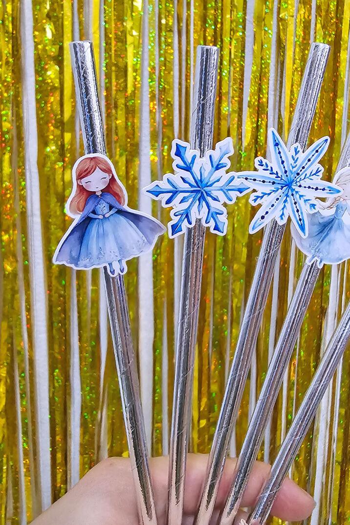 Elsa Tema Pipet Süsleri 10lu Elsa Frozen Konsept Lüks Pipet Paketi - 3