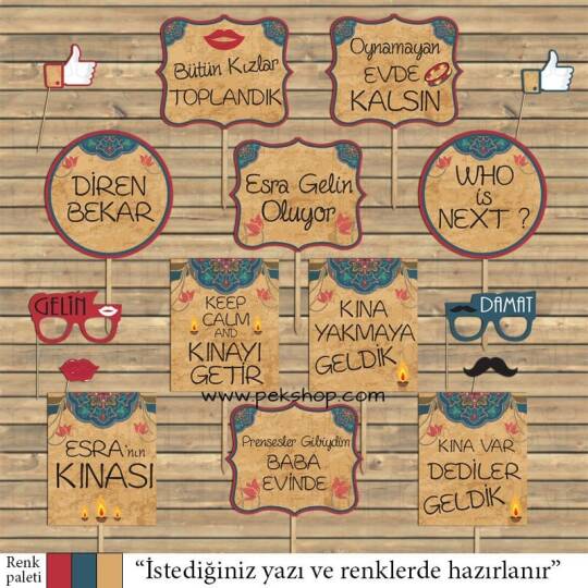 Etnik Konsept Kına Gecesi Konuşma Balonları Seti