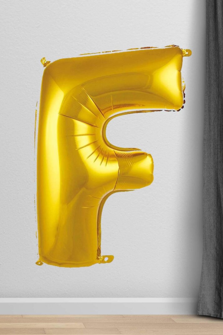 F Harfi Folyo Balon Gold 100 cm 40 inç 1 Metre Altın - 1