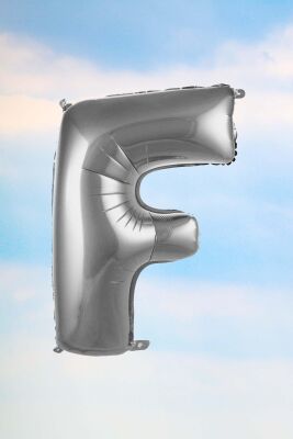 F Harfi Gümüş Folyo Balon 100 cm 40 inç 1 Metre Silver - 1