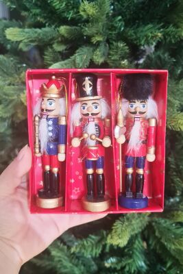 Fındıkkıran Asker Yılbaşı Süsleri 3lü Dekor Objesi Hareketli Nutcracker Kurşun Asker Süsler 13 cm 3lü - 2