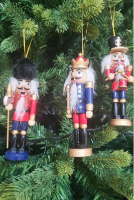 Fındıkkıran Asker Yılbaşı Süsleri 3lü Dekor Objesi Hareketli Nutcracker Kurşun Asker Süsler 13 cm 3lü - 3