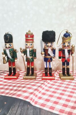 Fındıkkıran Asker Yılbaşı Süsleri 4lü Dekor Objesi Hareketli Nutcracker Kurşun Asker Süsler 15 cm 4lü - 2