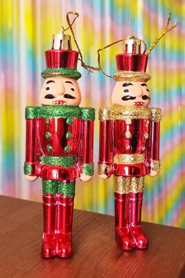 Fındıkkıran Yılbaşı Ağaç Süsü 2li - Kurşun Asker Nutcracker Lüks Yılbaşı Ağaç Süsü - 3
