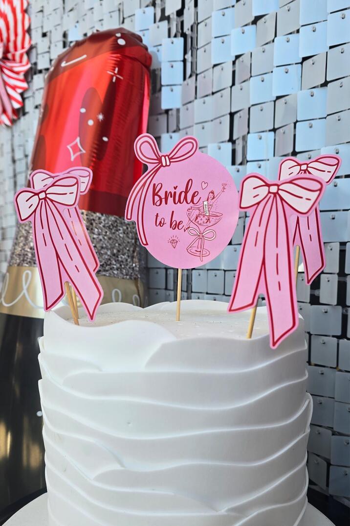 Fiyonk Tasarım Bride Parti Bekarlığa Veda Pasta Süsleri Seti ve Pasta Kürdanları Süsleme Seti 5 Parça - 2