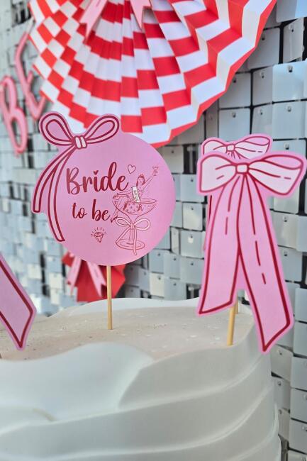 Fiyonk Tasarım Bride Parti Bekarlığa Veda Pasta Süsleri Seti ve Pasta Kürdanları Süsleme Seti 5 Parça - 3