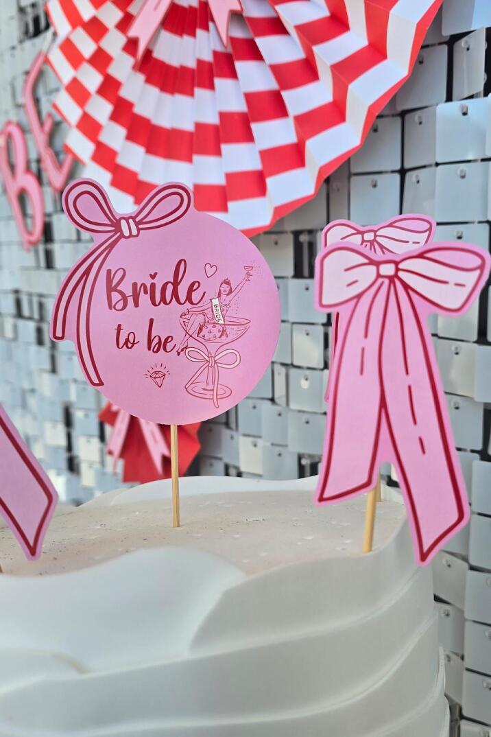 Fiyonk Tasarım Bride Parti Bekarlığa Veda Pasta Süsleri Seti ve Pasta Kürdanları Süsleme Seti 5 Parça - 3