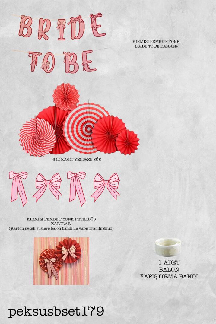 Fiyonk Tasarım Bride To Be Parti Süsleme Seti Bekarlığa Veda Duvar Süsleme Paketi - 2