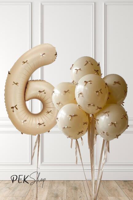 Fiyonklu Kum Beji Balonlar Retro Yaş Balonlu Doğum Günü Balon Seti - 11