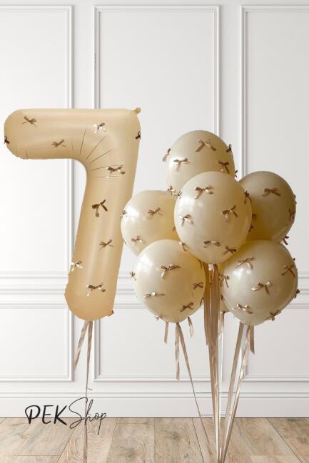 Fiyonklu Kum Beji Balonlar Retro Yaş Balonlu Doğum Günü Balon Seti - 13