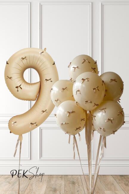 Fiyonklu Kum Beji Balonlar Retro Yaş Balonlu Doğum Günü Balon Seti - 17